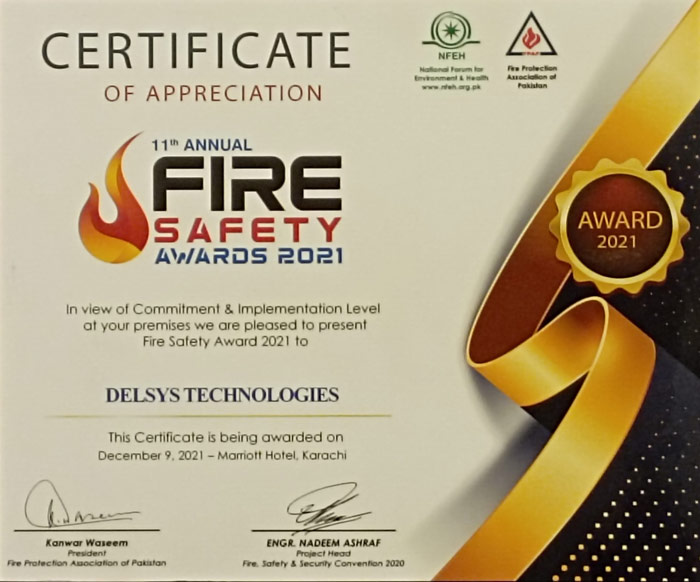 Received 11th Annual Fire & Safety Award from Fire Protection Association of Pakistan